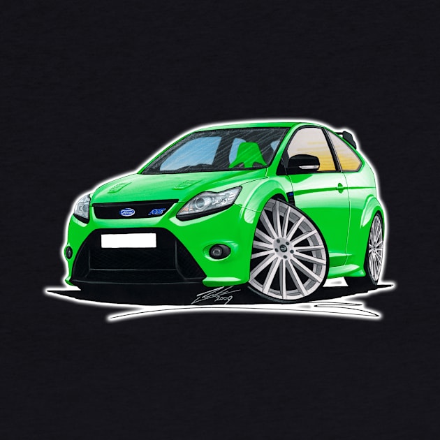 Ford Focus (Mk2) RS Green Caricature Car Art by y30man5